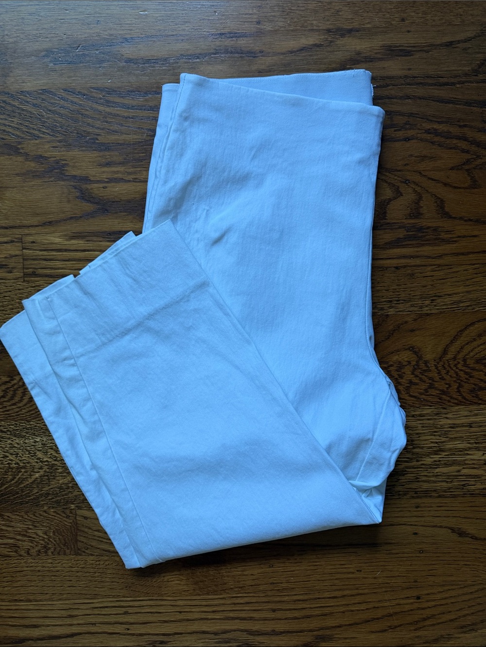 Womens White Stretch Cotton crop Pants - Classic Fit,
